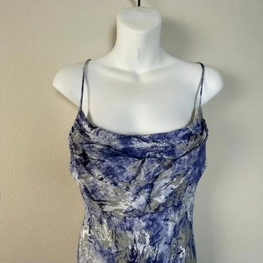 Hello‎ Molly Blue Gray Sz 8 Cowl Neck Maxi Dress Spaghetti Straps Fairycore